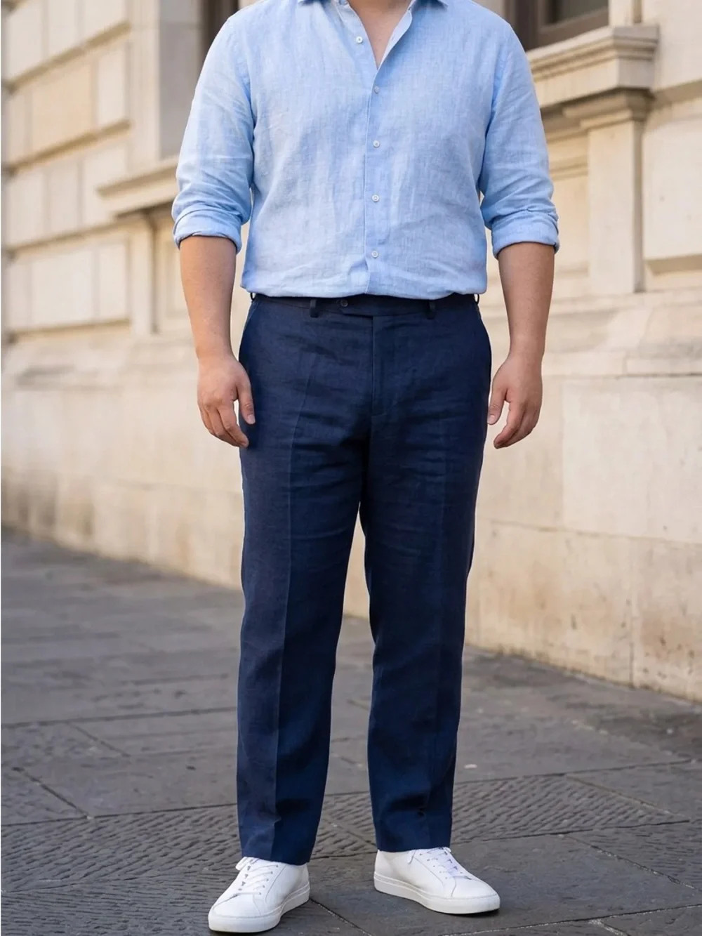 Ralph Lauren Navy Linen-Blend Trousers